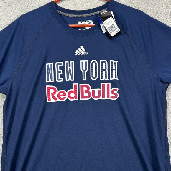 New York Red Bulls T-Shirt Tee Mens XL Blue Major League Soccer Short Adidas NEW - Picture 1 of 9